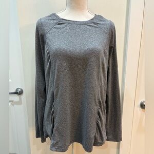 HYBA Gray Long Sleeve Activewear Top Ruched Side Crewneck Women’s XL